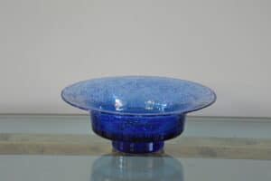 Vintage Blue Tiered Bubble Glass Trinket Bowl