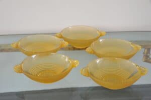 Art Deco French Amber Finger Bowls x 5