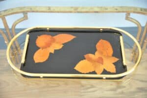 Vintage Brass and Leaf Lacquered Tray