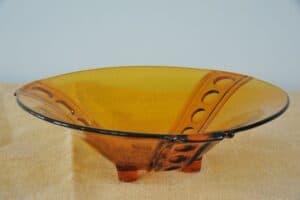 Vintage French Amber Glass Bowl (cross pattern)