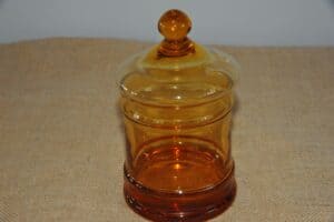 Vintage Amber Glass Jar and Cover