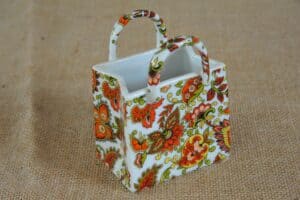 Vintage miniature Ceramic Bag Flower Pattern