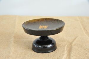 Oriental Lacquered and Gold Decorated Raised Dish