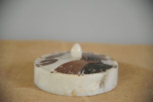 Vintage Marble Art Deco Lade Covered Dish