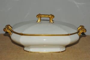 Vintage Limoges White and Gold Tureen