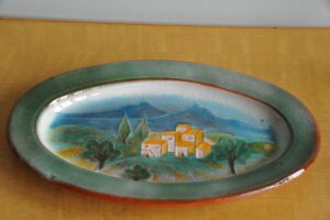 Vintage Monogram Tuscan Scene Plated