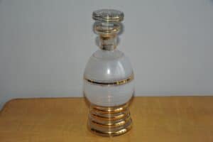 Vintage French Decanter Frosted and Gold Banding