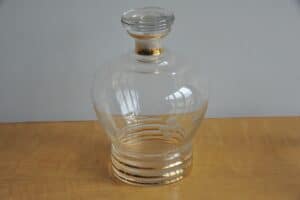 Vintage French Decanter Etched and Gold Banding
