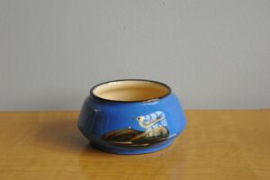 Vintage Devonware Blue and White Polka Dot Bowl