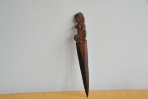 Vintage Mahogany and Coin Inlaid Paper Knife