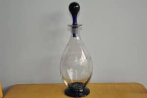 Vintage Blue and Engraved Decanter