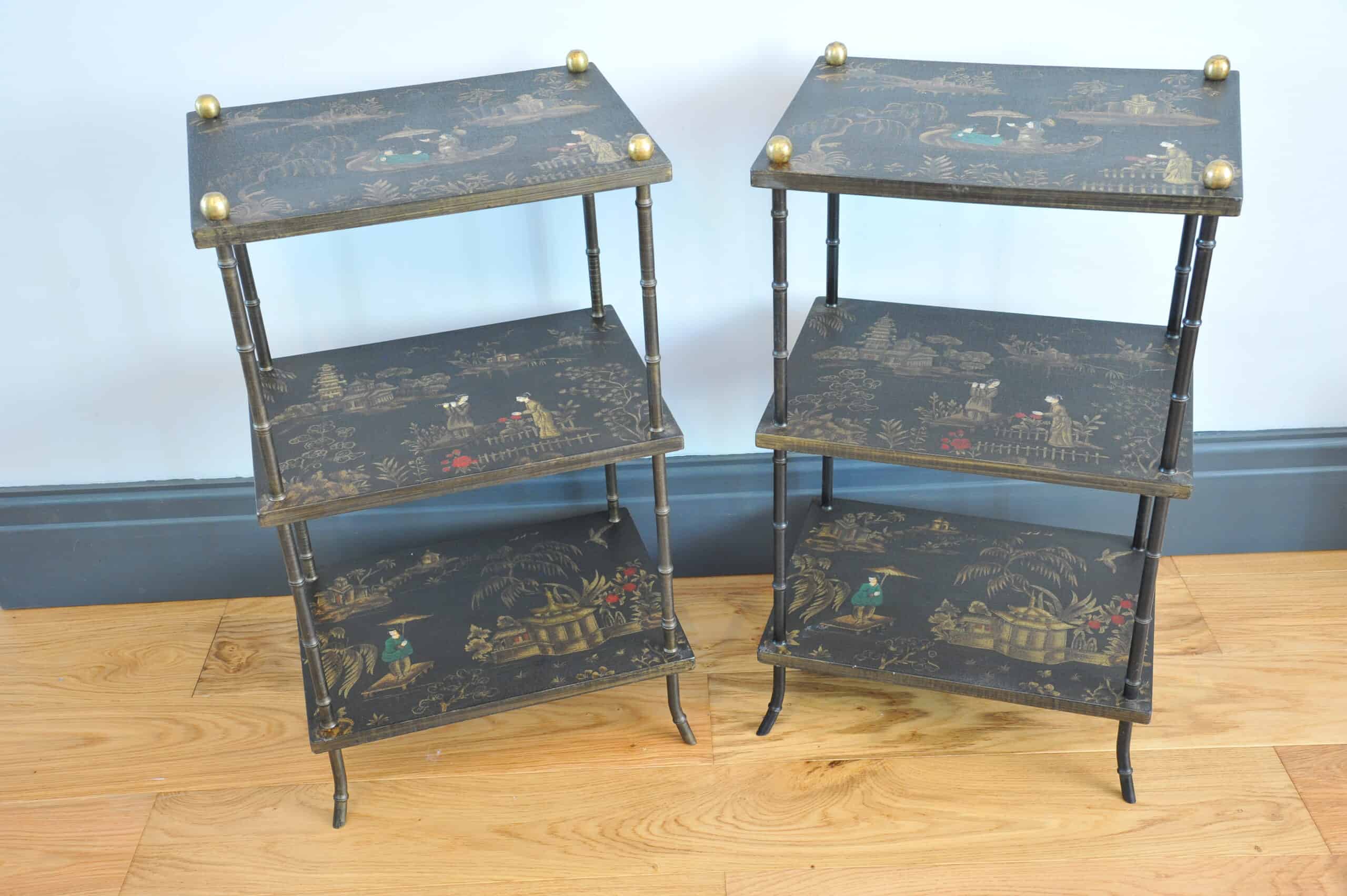 a pair of oriental inspired sidetables