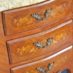 mid century pair of french louis xv style marble top three drawer bedside tables