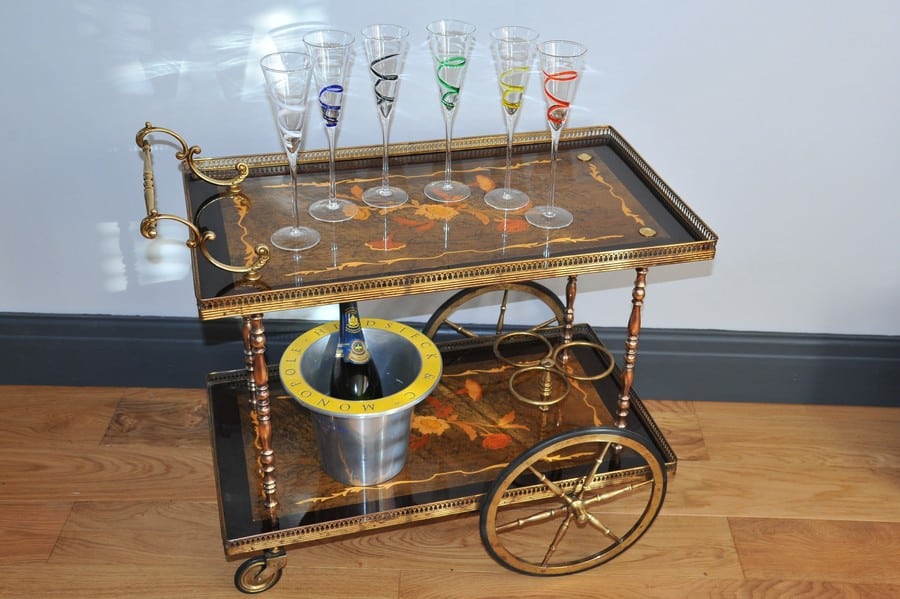 stunning vintage french brass drinks cart
