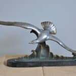 striking french art deco silvered bronze seagull sculpture by l. carvin