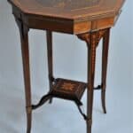 wonderful antique jas shoolbred two tier inlaid side table