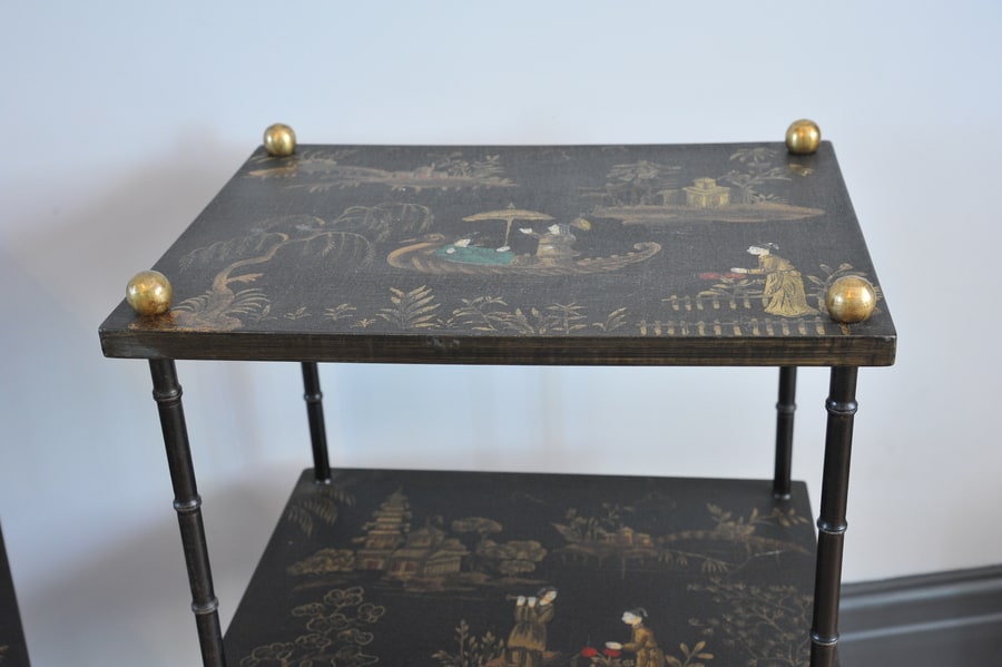 a pair of oriental inspired sidetables