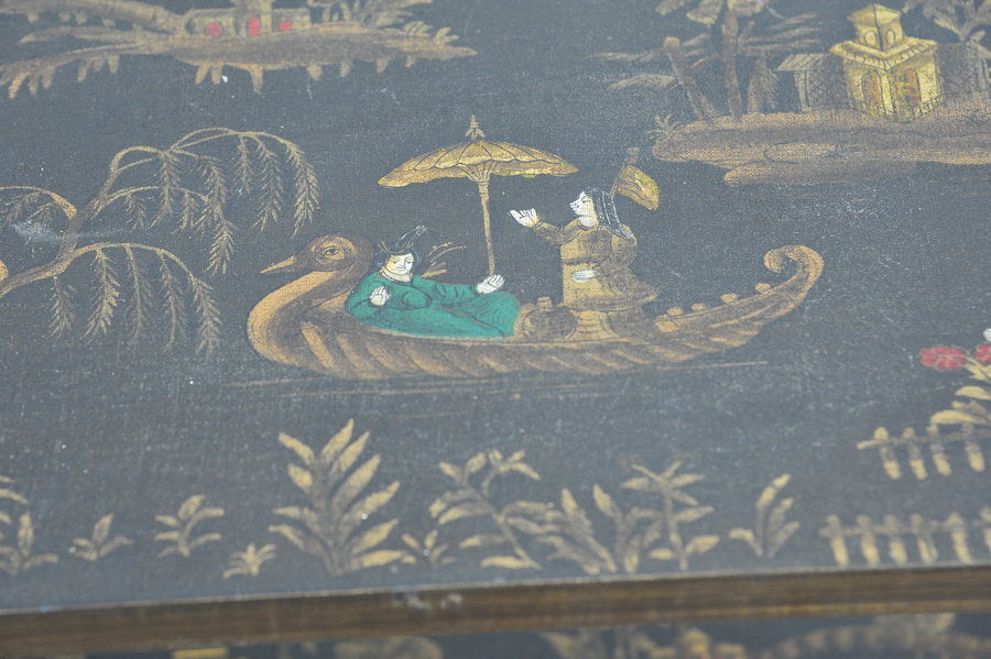 a pair of oriental inspired sidetables