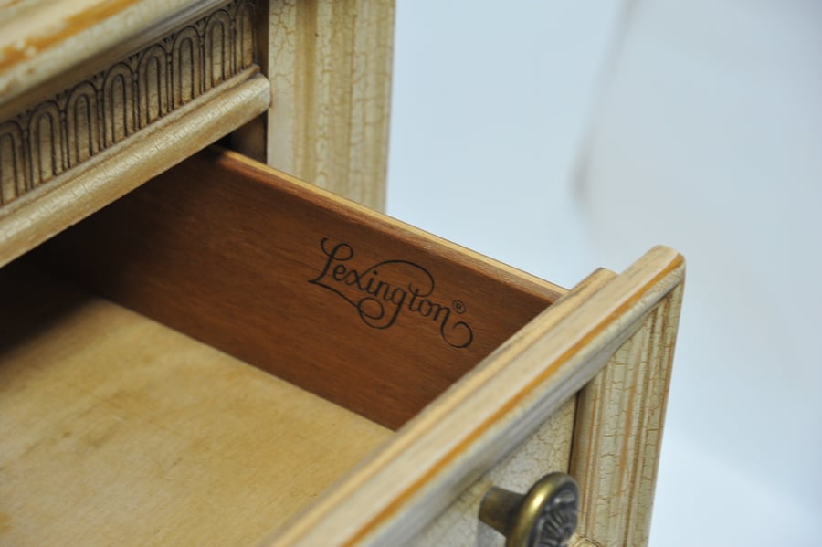 a pair of vintage three drawer painted chests of drawers by lexington