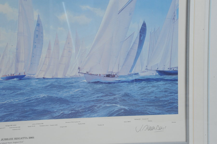 a very large superb vintage america's cup 2001 signed limited edition print by steven dews