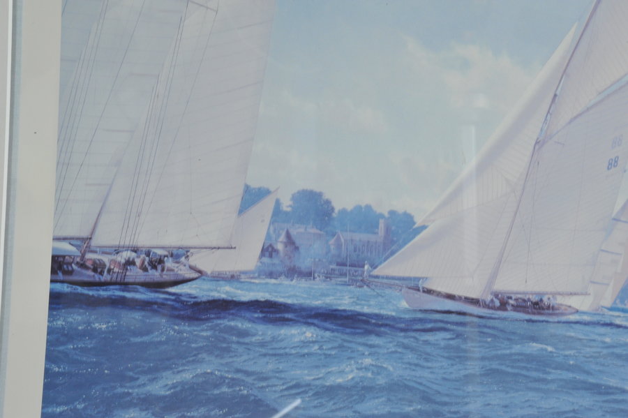 a very large superb vintage america's cup 2001 signed limited edition print by steven dews