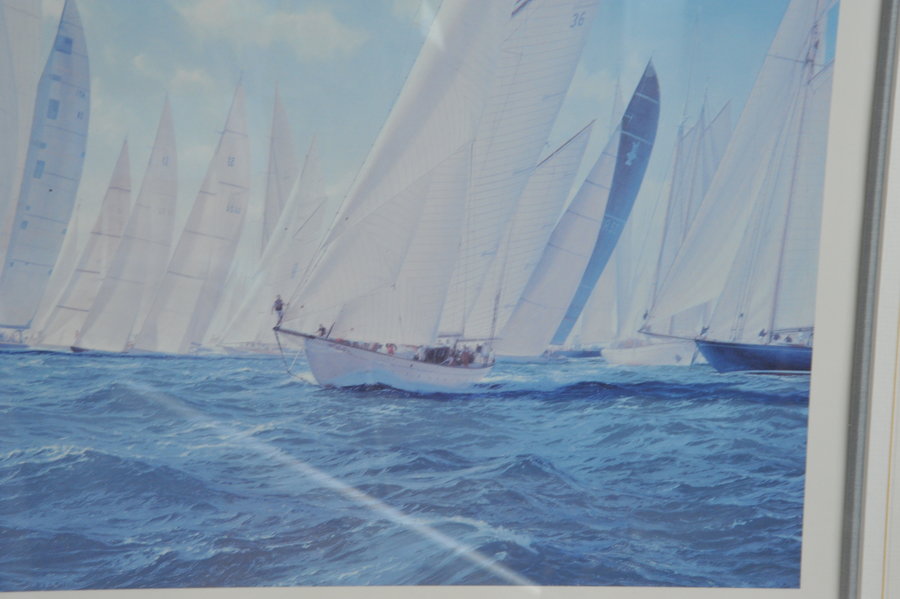 a very large superb vintage america's cup 2001 signed limited edition print by steven dews