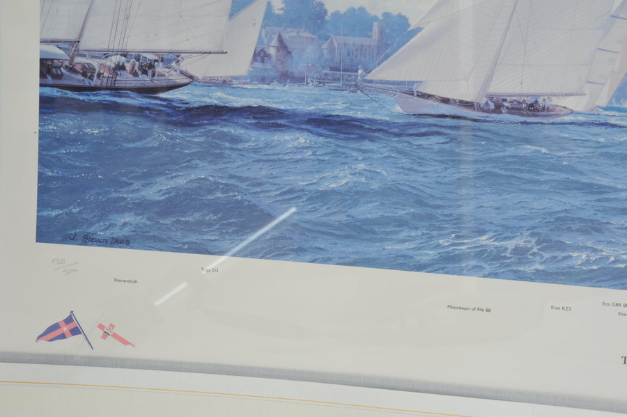 a very large superb vintage america's cup 2001 signed limited edition print by steven dews