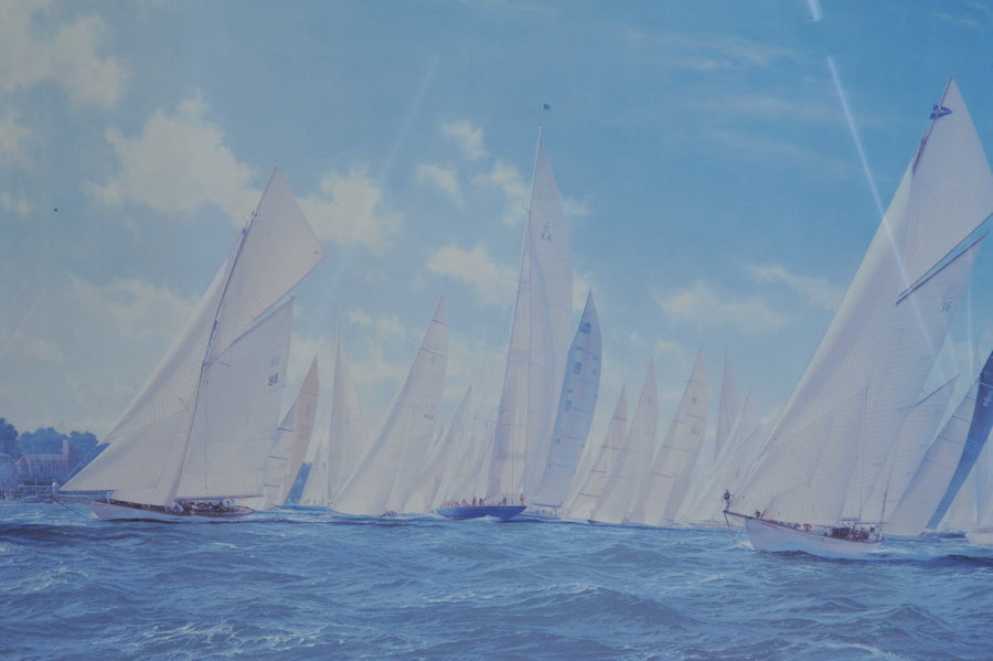 a very large superb vintage america's cup 2001 signed limited edition print by steven dews