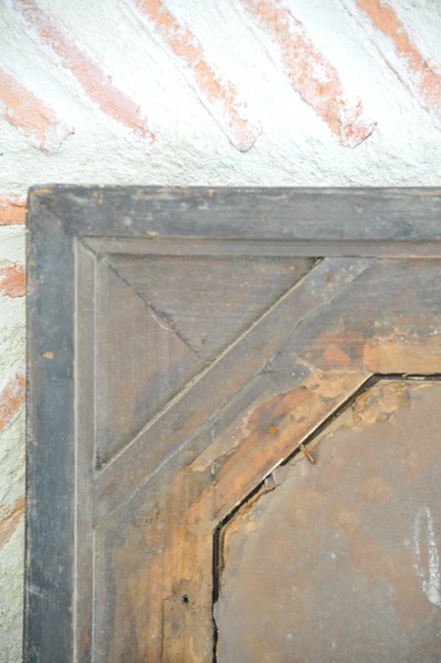 antique french ebonised and gilt wall mirror
