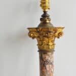 antique marble and bronze corinthian column table lamp