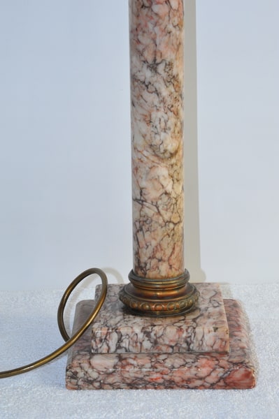 antique marble and bronze corinthian column table lamp