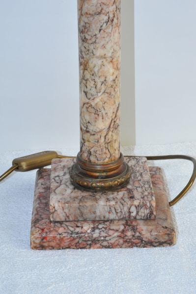 antique marble and bronze corinthian column table lamp