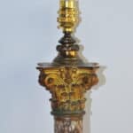 antique marble and bronze corinthian column table lamp