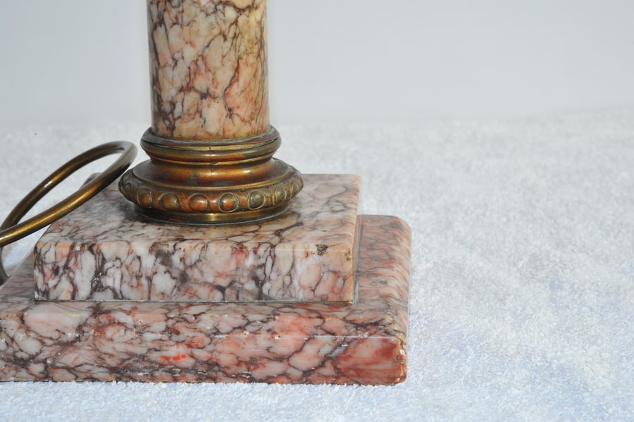 antique marble and bronze corinthian column table lamp