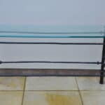 cast metal and glass giacommetti inspired console