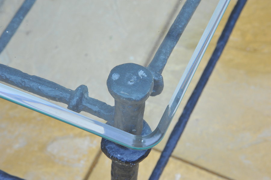 cast metal and glass giacommetti inspired console