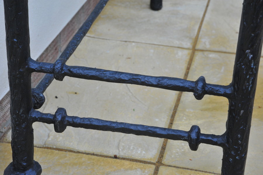 cast metal and glass giacommetti inspired console
