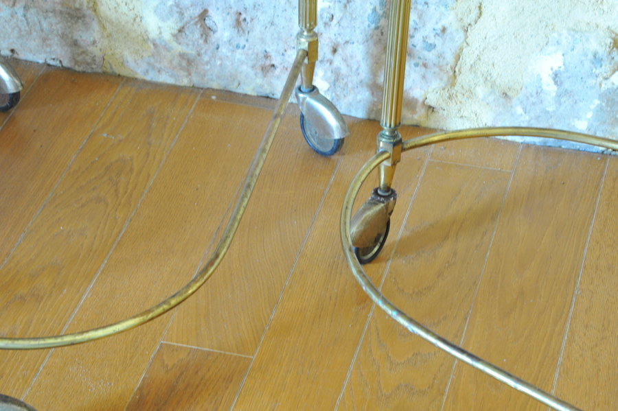 french mid century nesting brass serving drinks trolleys