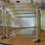 french mid century nesting brass serving drinks trolleys