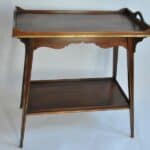 great quality vintage mahogany and brass inlaid two tier serving table