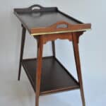 great quality vintage mahogany and brass inlaid two tier serving table