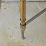 mid century french neo classical round marble and polished metal table