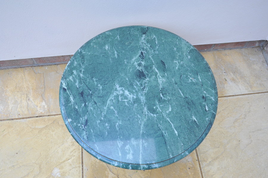 mid century french neo classical round marble and polished metal table
