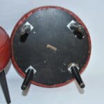 pair of vintage mid century upholstered foot stools
