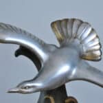 striking french art deco silvered bronze seagull sculpture by l. carvin