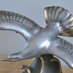 striking french art deco silvered bronze seagull sculpture by l. carvin