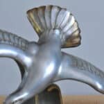 striking french art deco silvered bronze seagull sculpture by l. carvin