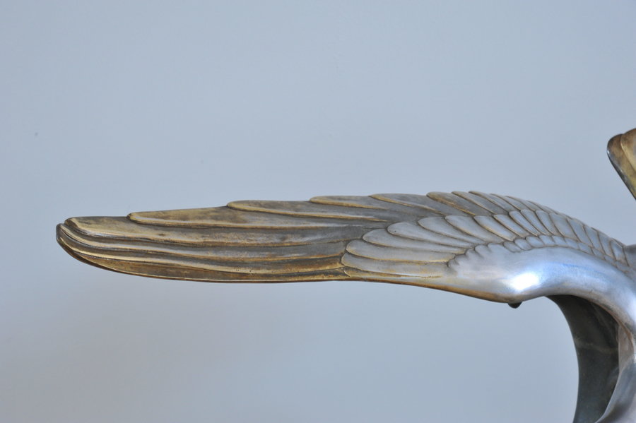 striking french art deco silvered bronze seagull sculpture by l. carvin