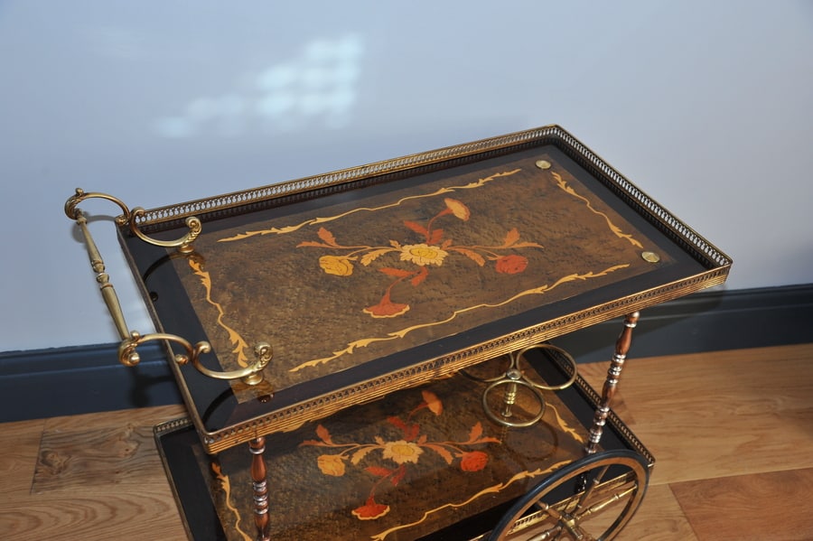 stunning vintage french brass drinks cart