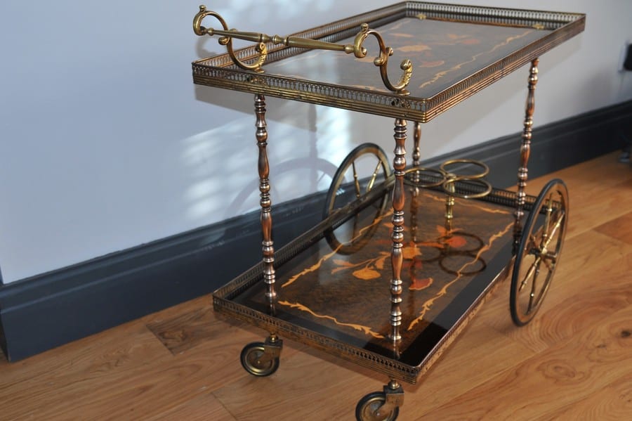 stunning vintage french brass drinks cart